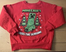 Minecraft Christmas Sweatshirt Boys Youth Size 6/7 Red Creeper Tisss The Season