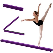 Image of HOMCOM 2.4m Balance Beam Trainer Fold Performance Gymnastics, Purple