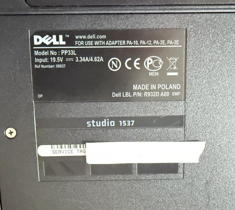 Dell Studio 1537, 15,4-Zoll-Laptop, Intel Core2-CPU, 4 GB RAM, Ersatzteile oder Reparatur - Bild 4 von 4