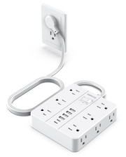 Power Strip Flat Plug with 12 Outlets 6 USB 2 USB C ,Surge Protector Charging...