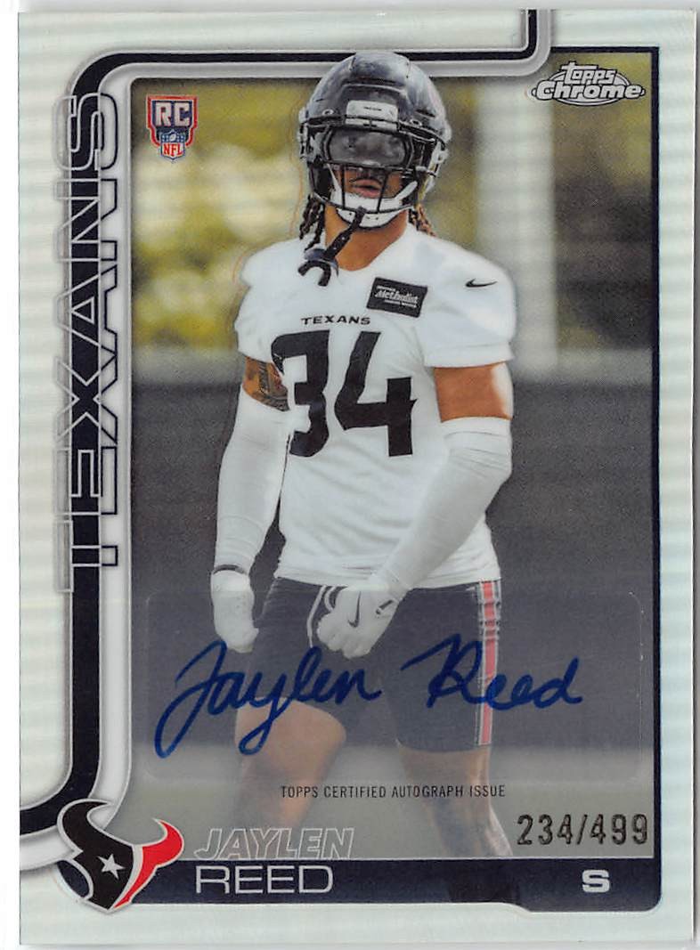 2025 Topps Chrome #RA-JR Jaylen Reed Chrome Rookie Autographs Refractor #/499
