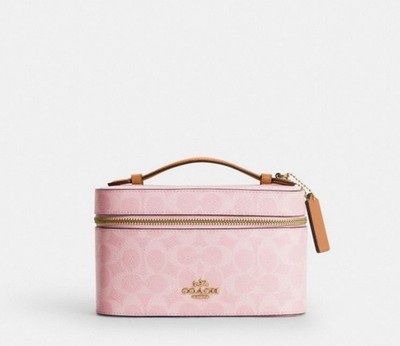 NWT Coach Cosmetic Case In Signature Smooth Leather In Powder Pink