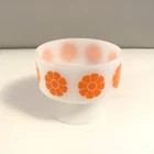 Vintage Federal Glass Orange Daisy Footed Sherbet Dessert Cups
