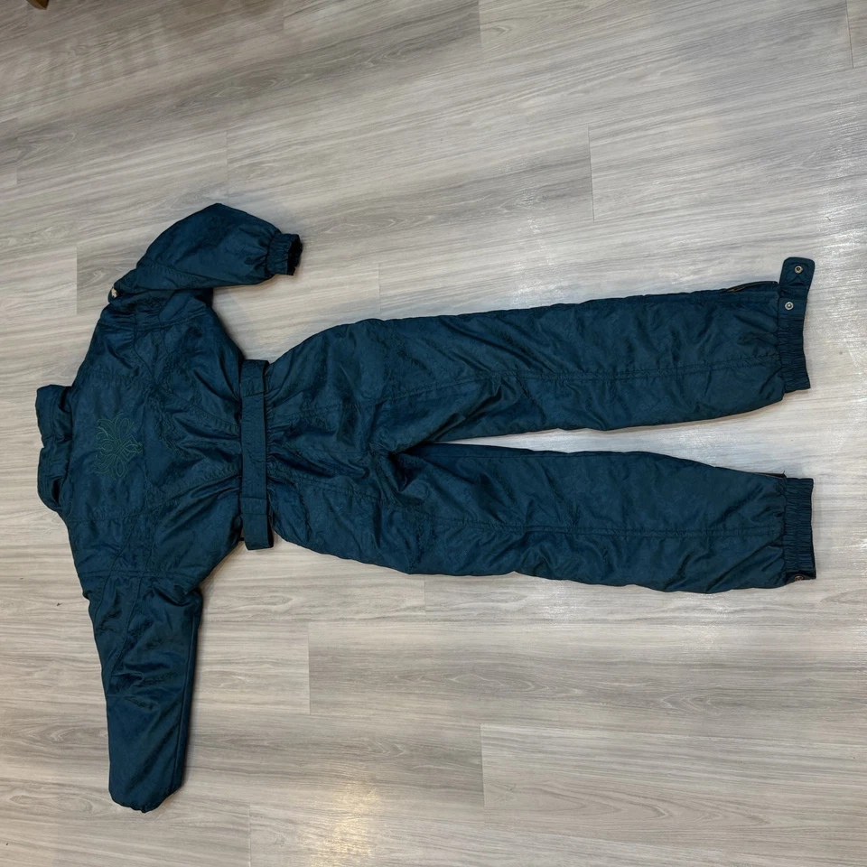 Terno de esqui feminino Descente traje de neve peça única babador de neve verde vintage anos 90 Apres 10 - Imagem 2 de 4