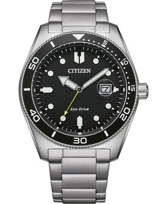 CITIZEN Men Analog Eco-Drive Casual Watch Classic Dress Black Dial Waterproof Ro