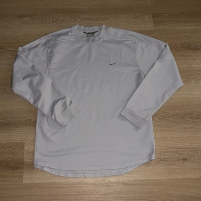 Vintage Nike T Shirt Mens Medium Grey Long Sleeve Crew Swoosh Logo