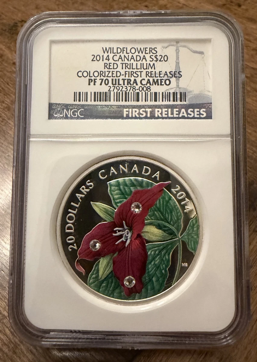 2014 Canada S$20 NGC PF70 Red Trillium Colorized Wildflowers Free Shipping