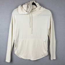 Prana Frieda Cowl Neck Ivory Cream Pullover Lightweight Sweatshirt Sz M Pocket