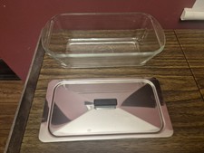 Ekco Hostess Trolley - Glasbake Clear Glass Dish and Stainless Steel Lid 