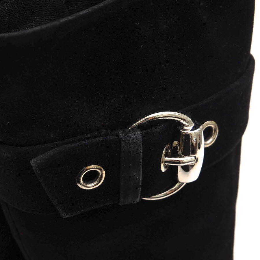GUCCI Long Boots Shoes EU 35.5 US 5.5 Suede Leather Black Authentic thumbnail 23