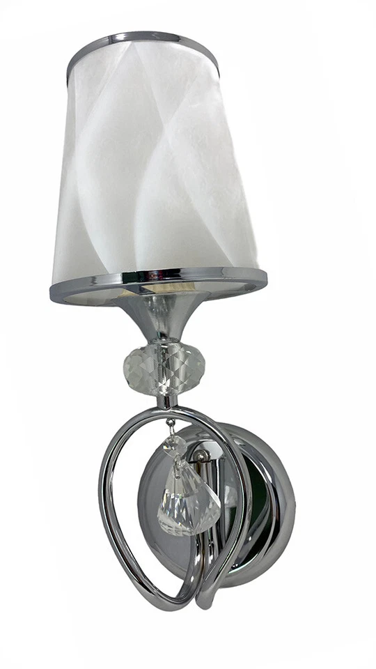 Applique a parete lumetto muro attacco e27 argento abat jour lume vetro e18 - Immagine 2 di 3