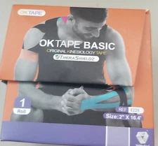 OK Tape Cotton Kinesiology, 2in x 16.4 ft BLACK