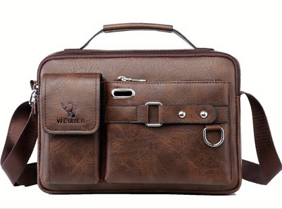 Tasche Umhängetasche PU-Leder Herren Tasche Business Reise Arbeit Dunkelbraun