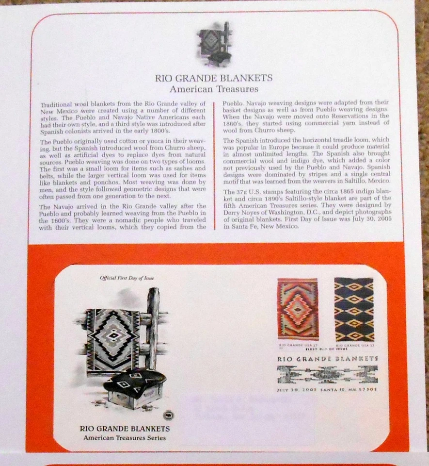 2005 RIO GRANDE BLANKETS Sc 3926 to 3929 4 different on 2 FDCs with PCS cachet - Image 2 of 3