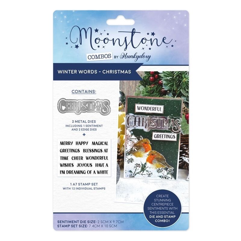 Hunkydory Crafts Winter Words Sentiment Stamp And Die Set Christmas Card Making
