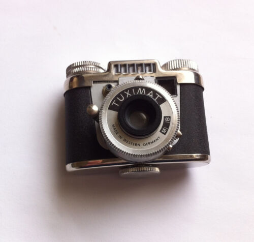 Vtg Tuximat Mini Spy Camera Western Germany 1950's? Rare Tiny Chrome Old Film? - Zdjęcie 1 z 6