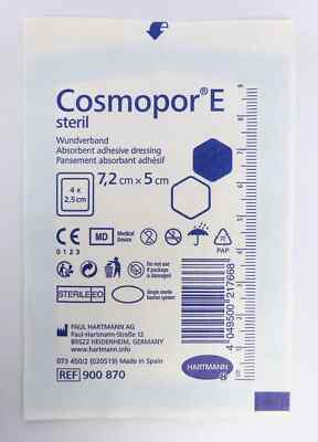2xWundverband Steril 7,2cmx5cm Wundverband COSMOPOR E Haltbar bis 01.11.2027
