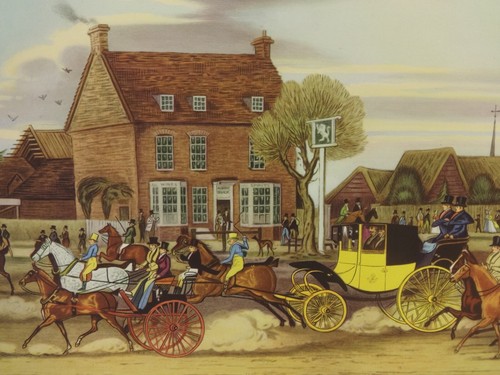 Vintage Kunstdruck Pferderennen Newmarket Straße Thema James Haworth Lithographie