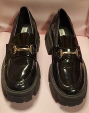 Academia -Women's Steve Madden Girl Ashlee Black Platform Lug Loafers Size 8M