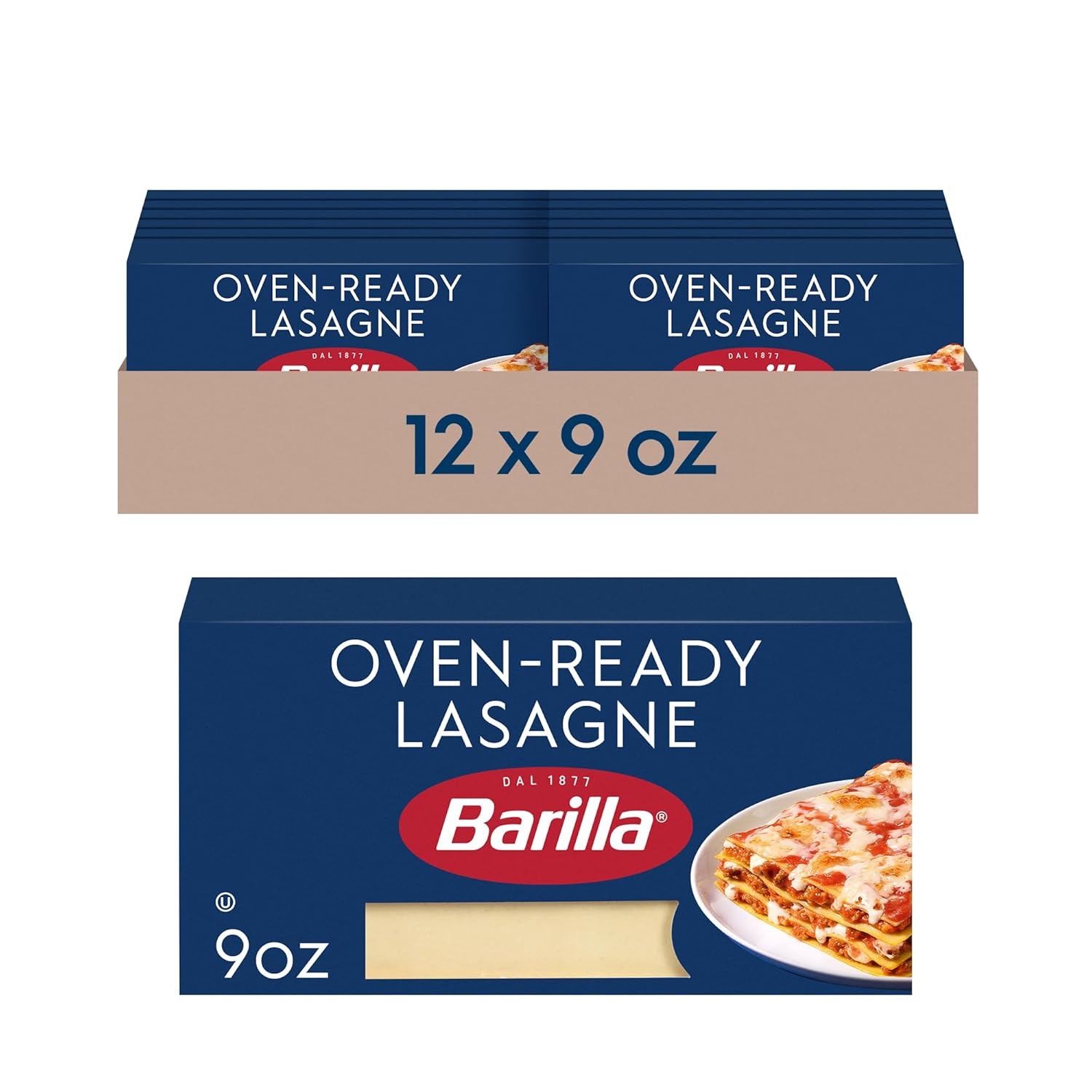Лазанья Barilla, готовая к приготовлению в духовке, 9 унций Коробка (в упаковке 12 штук) - Макаронные изделия из твердых сортов пшеницы