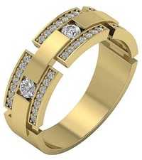 Natural Round Diamond 14K Gold Designer Anniversary Men's Ring SI1 G 0.85 Carat