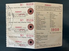 Small Game & Fish VINTAGE 1950 Ramsey Co St Paul MN Hunting Coupon Tags 