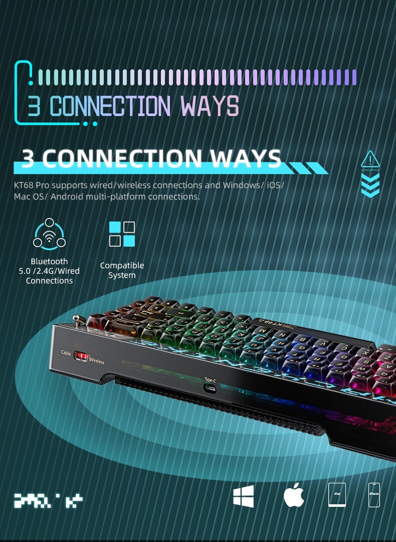 New Machenike KT68 Pro Smart Screen Mechanical Gaming Keyboard