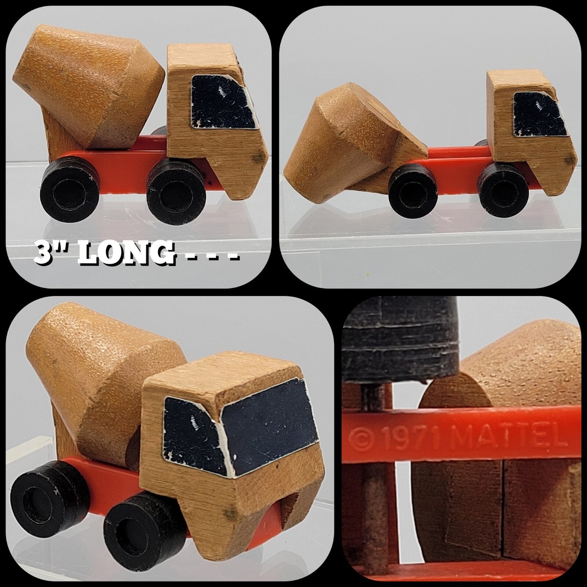 Wooden Cement Mixer Truck - Made In KOREA #8700-01 - VINTAGE 1971