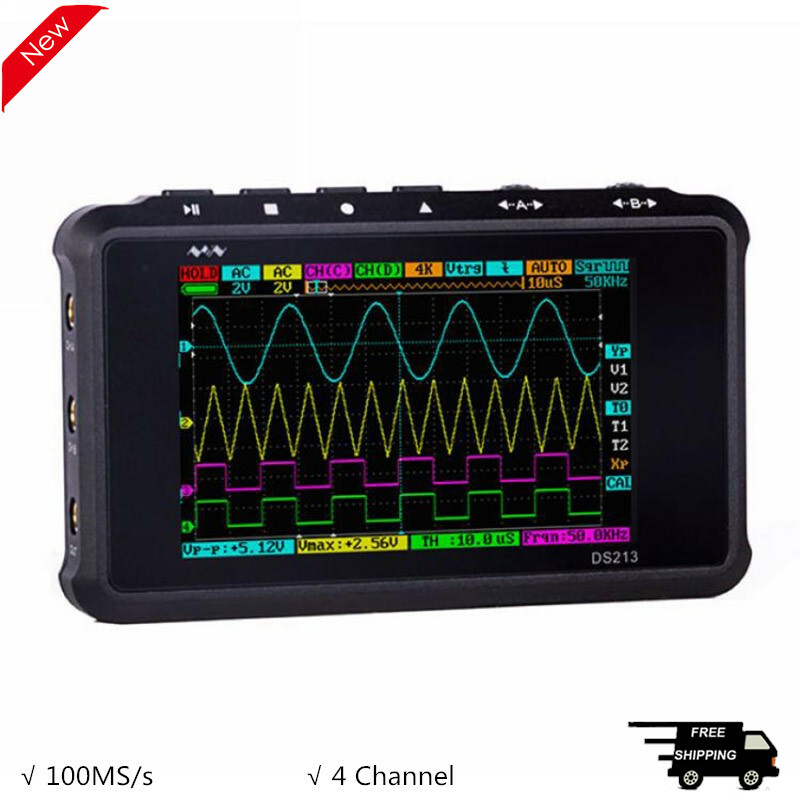 4 Channel 100MS/s MINI Nano DS213 Digital Storage Oscilloscope with Probe