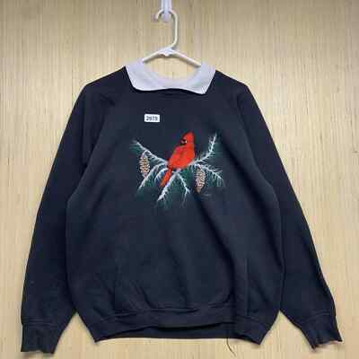 Vintage Cardinal Sweater Adult Extra Large Blue Long Sleeve Women s Embroidered