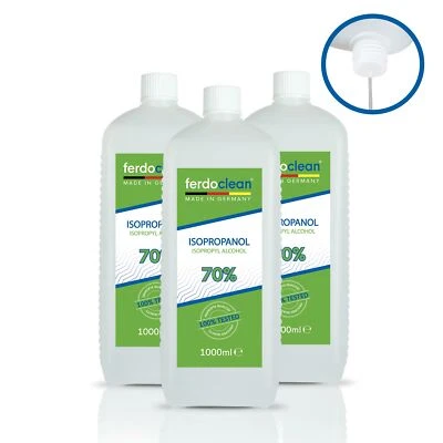 FERDOCLEAN Isopropanol 70% Lösungsmittel 3 x 1000ml / 1L Reiniger Haushalt Fettentferner