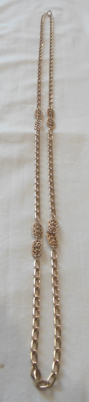 Gold-tone Filigree Rectangular Beaded Lozenge Cur… - image 2