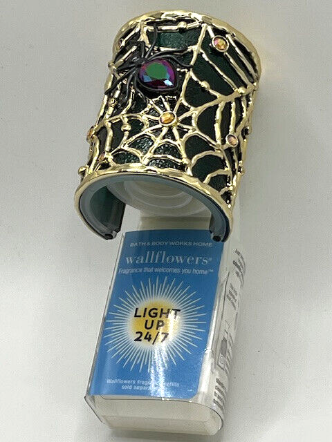 Bath & Body Works Halloween Gold Spider Web Wallflower Plug with Red Gem Spider