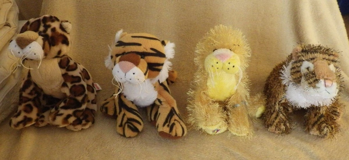 4 Ganz Webkinz Spotted Leopard HM182 Bengal Tiger HM166 4 Ganz Webkinz Spotted Leopard HM182 Bengal Tiger HM166