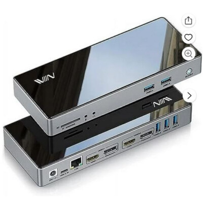 IVIIN D6902 Black 4K Dual Display USB 3.0  Docking Station-FACTORY SEALED