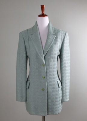 ST. JOHN EVENING Collection $1895 Sparkle Paillettes Textured Jacket Top Size 8