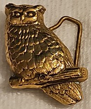 Brass Owl Bird Hippie Hunter Western Cowboy Cowgirl 1970s Vintage Belt Buckle