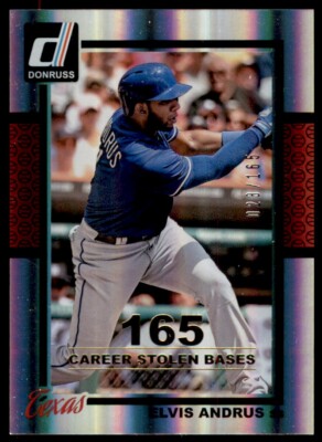 2014 Panini Donruss Career Stat Line #72 Elvis Andrus 023/165 Texas Rangers