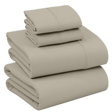 Cooling 100 Cotton Queen Sheets, 16 Inch Deep Pocket, 4 Pieces, Taupe
