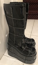 Demonia Stack 301 Shiny Vinyl High Pleaser Boots Unisex Ladies Sz 13 Goth Grunge