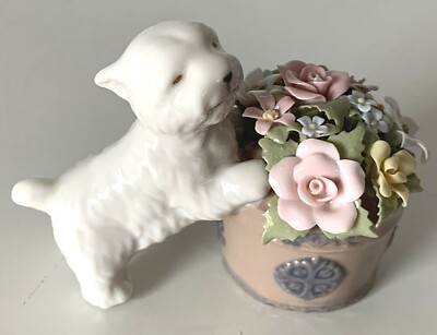 Cosmos Porcelain Dog Small Musical Figurine NO SOUND