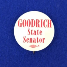 Vintage Button Pin "Goodrich State Senator" Political Election Advertising #G3