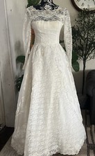Vtg Bridallure Alfred Angelo 70s lace Bridal wedding dress gown xs tulle Lined