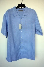 Daniel Cremieux Men's Short-Sleeve Shirt XL Blue White Plaid NWT $85