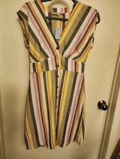 Loft Striped Pastel Dress,fitted Waist,NWT,OP, Super Cute!