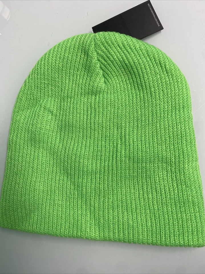 NEFF Acrylic Beanie 均码纯色霓虹绿色罗纹针织帽 — 第 3/4 张图片