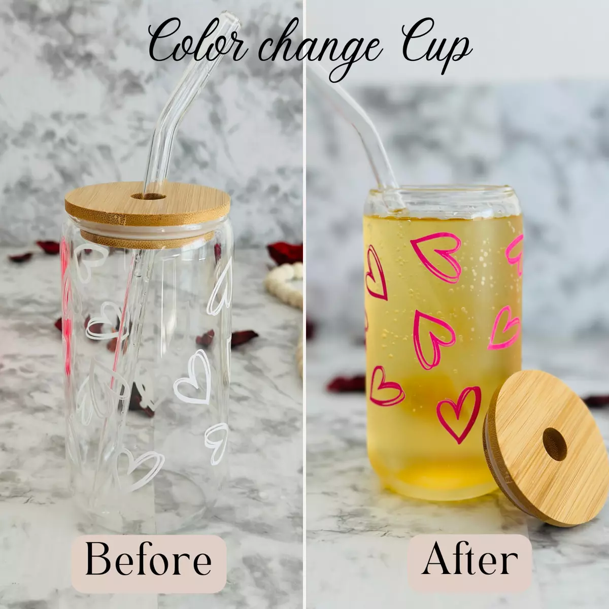 Iced coffee Glass Cup Color Changing with Bambu Lid and Glass