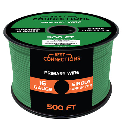 Audiopipe 16 Gauge Car Audio Primary Wire – 500ft Spool, Blue, For Remote/Power/Ground (AP-16-500 Blue)
