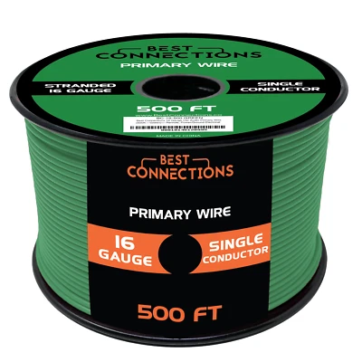 AUDIOPIPE 16 Gauge Car Audio Primary Wire (500ft–Green)– Remote, Power/Ground Electrical