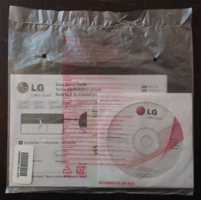 LG LED LCD Monitor Owner's Manual/Driver File Disc Packet E2241V E2341V E2441V